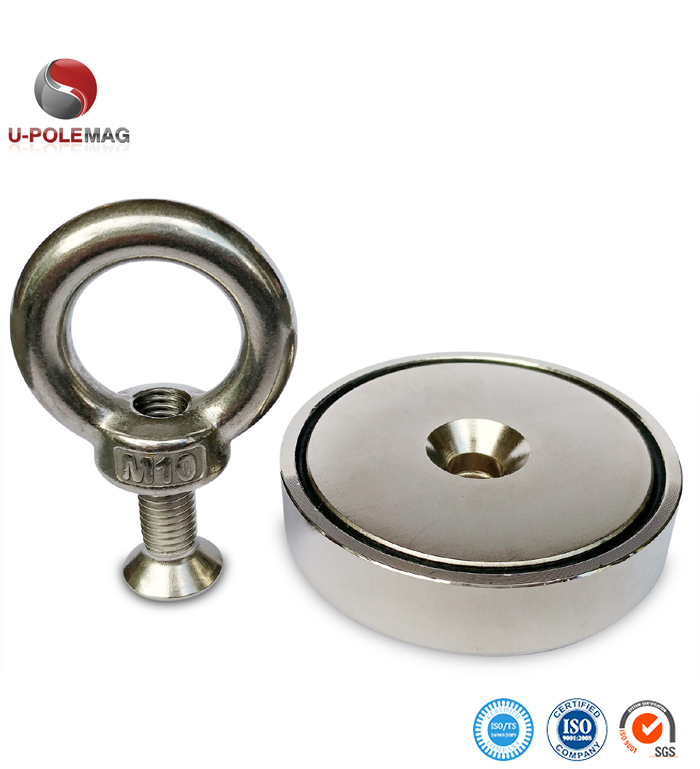 148 LBS 67 KG Pulling Force Rare Earth POT Magnet with Eyebolt D48mm and High Tolerance