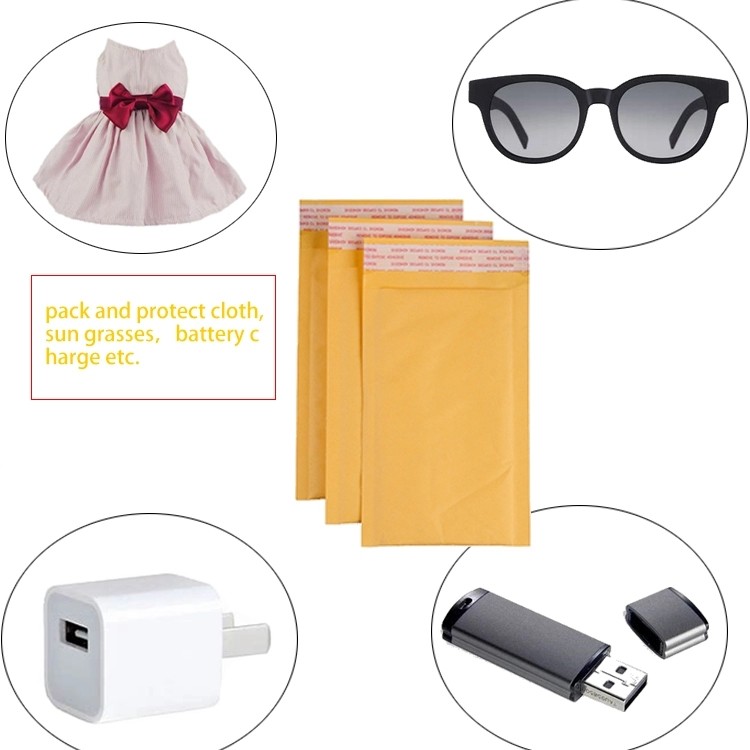 Cushioned Postage Kraft Paper Bubble Mailers 6*8 Inch Waterproof Shock Resistant