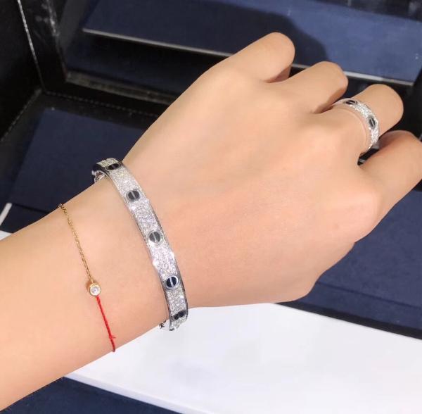 Factory Custom Fine Jewelry 18k White Ogold LOVE Bracelet, Diamond-Paved,