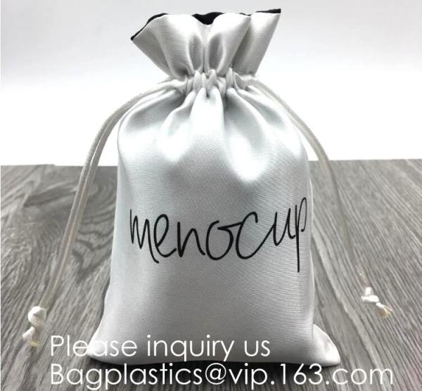 Customized Satin Hair Bag,Small Recyclable Gift Bag,Double Satin Drawstring Bag