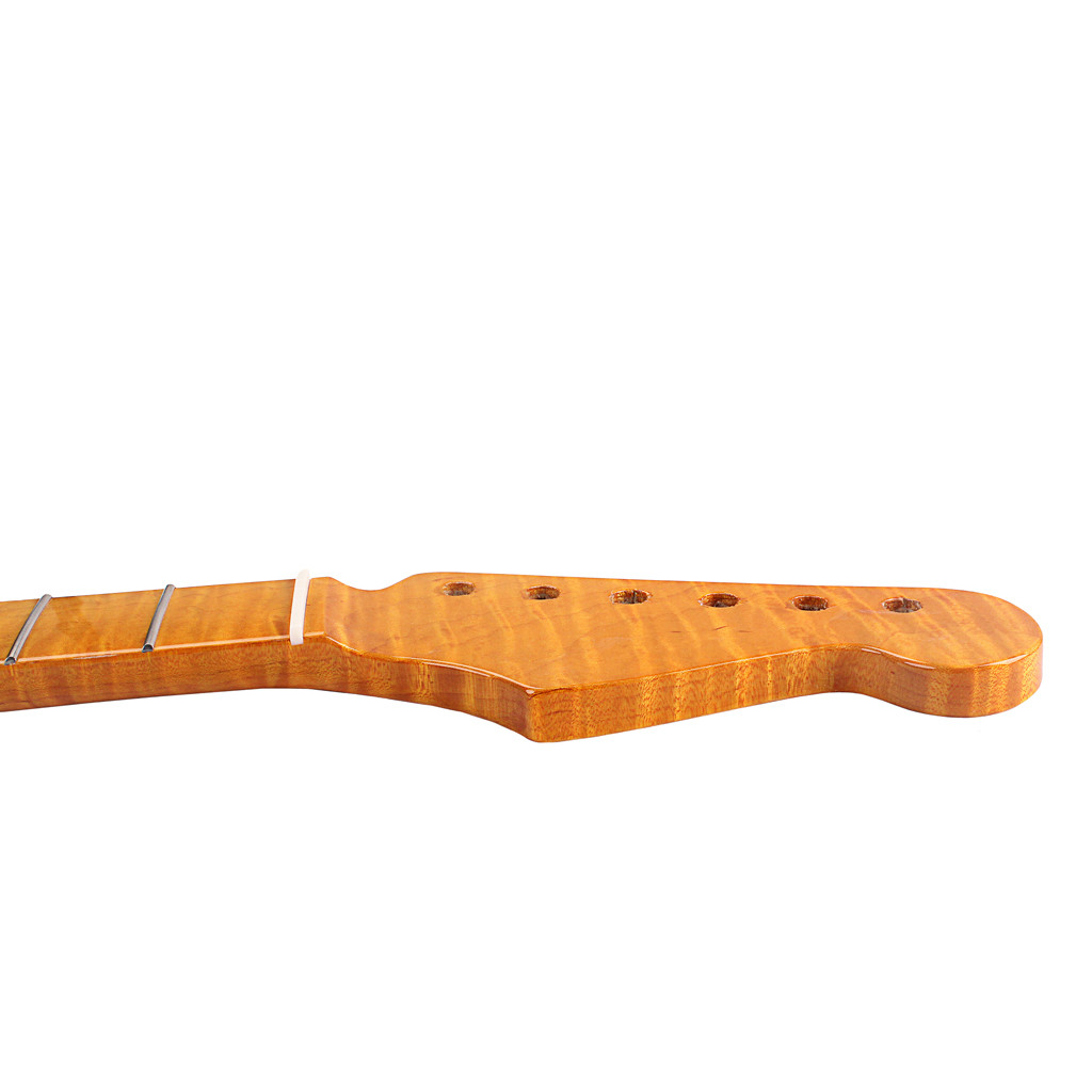 Fender Stratocaster Neck Replacement 21 Frets Maple For ST Electric Guitar Abalone Dots Tiger Flame