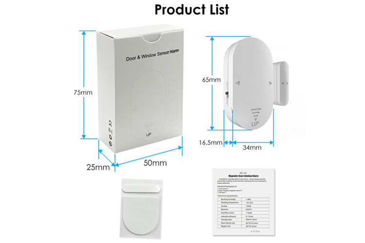 Anti Theft Alarm Door Window Open Magnetic Sensor Easy To Install