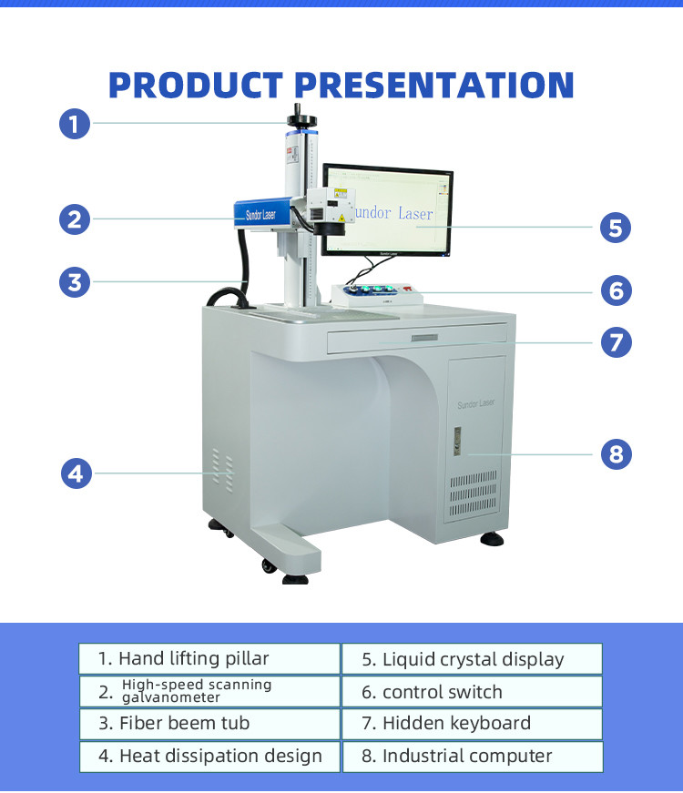 20w-100w Optical Fiber Laser Marking Machine Raycus Max Ipg Mopa Metal Engraving
