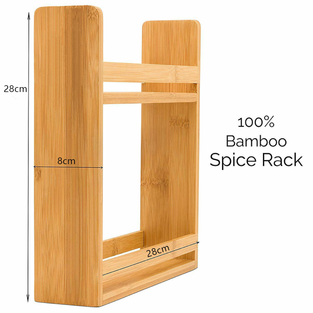 Double-layer Bamboo Spice Rack Holder Organizer 28x28x8cm for Kitchen Accessories