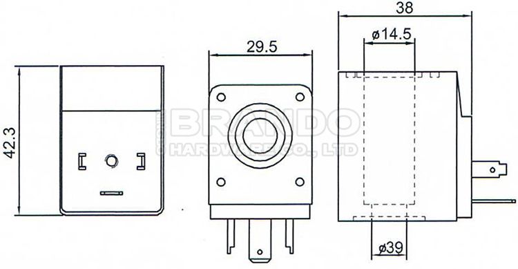 Dimension of BB14542004 Solenoid Valve Coil :