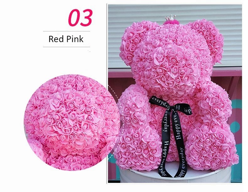 Crazy selling gift foam rose teddy bear Factory Price Artificial Flower Gaint Teddy Bear