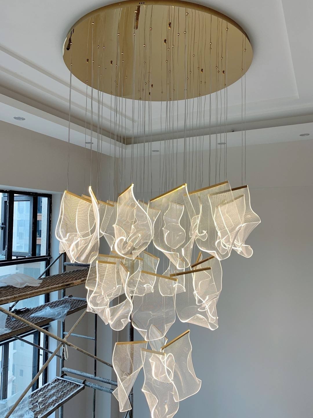 Top Luxury Crystal Staircase Chandelier Lighting Villa Lobby Hotel Project Large Chandelier(WH-NC-56)