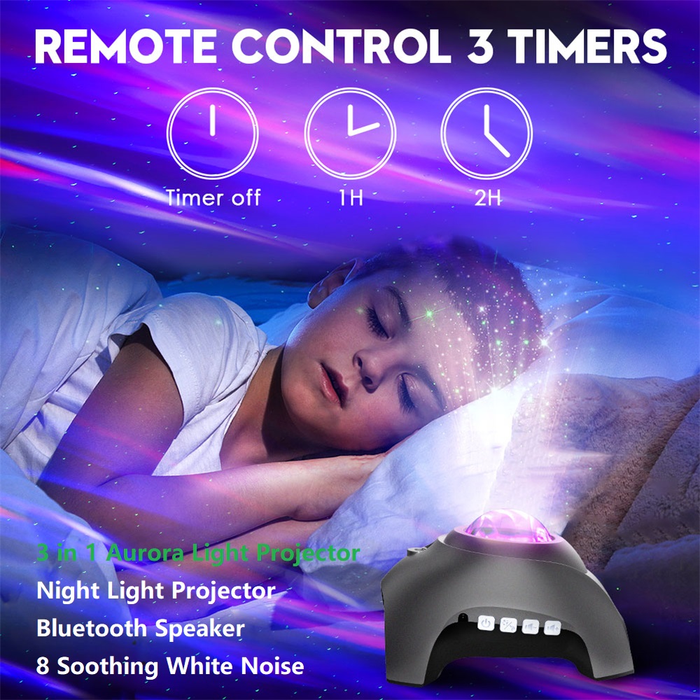 Aurora Projector Star Night Lights Northern lights Galaxy Projector for Bedroom Kids Gift with Wireless Speaker & White