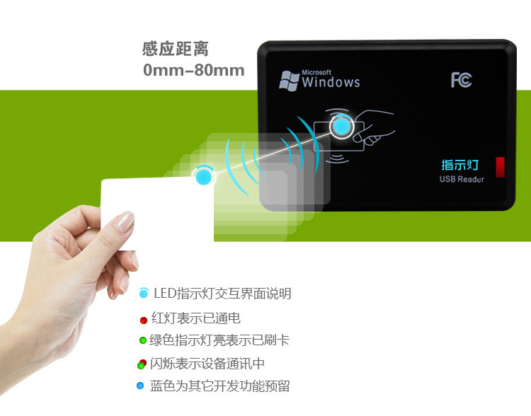 IP 65 USB RFID Card Reader EM / Mifare Card Reader And Writer Black Color