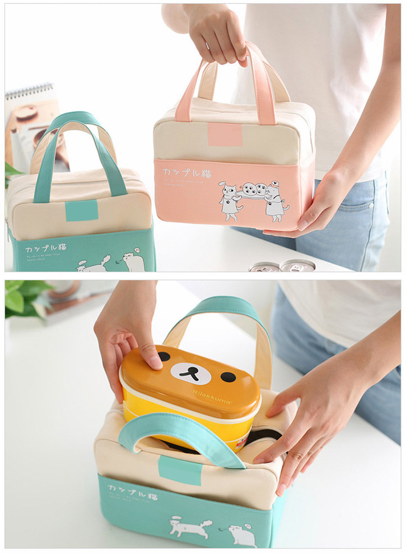 Portable Children Waxed Canvas Insulated Cooler Lunch Box