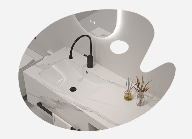 Hotel Bathroom Vanity with Mirror Countertop in Modern Design Bathroom Mirrored Cabinet