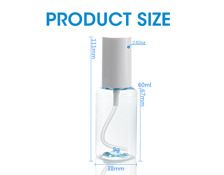 9g 80ml PET Plastic Spray Bottle Full Cover Protective Cap