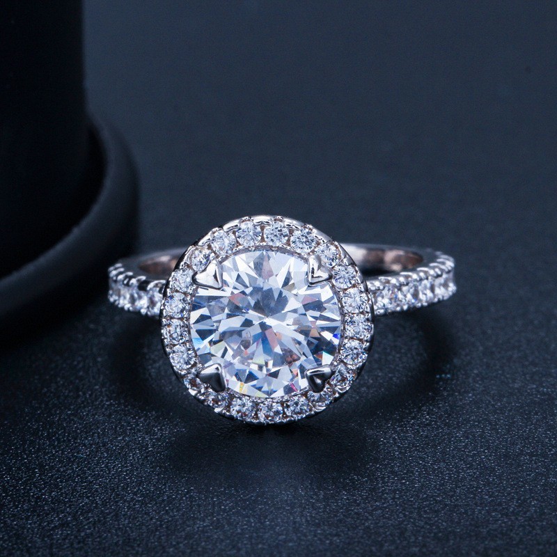 925 Sterling Silver Princess Ring Round Sparkling Ring Love Heart CZ Rings for Women Engagement Jewelry Anniversary