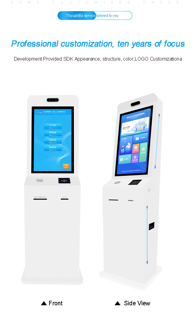 All In One Kiosk Ordering System FHD Restaurant Self Service Kiosk