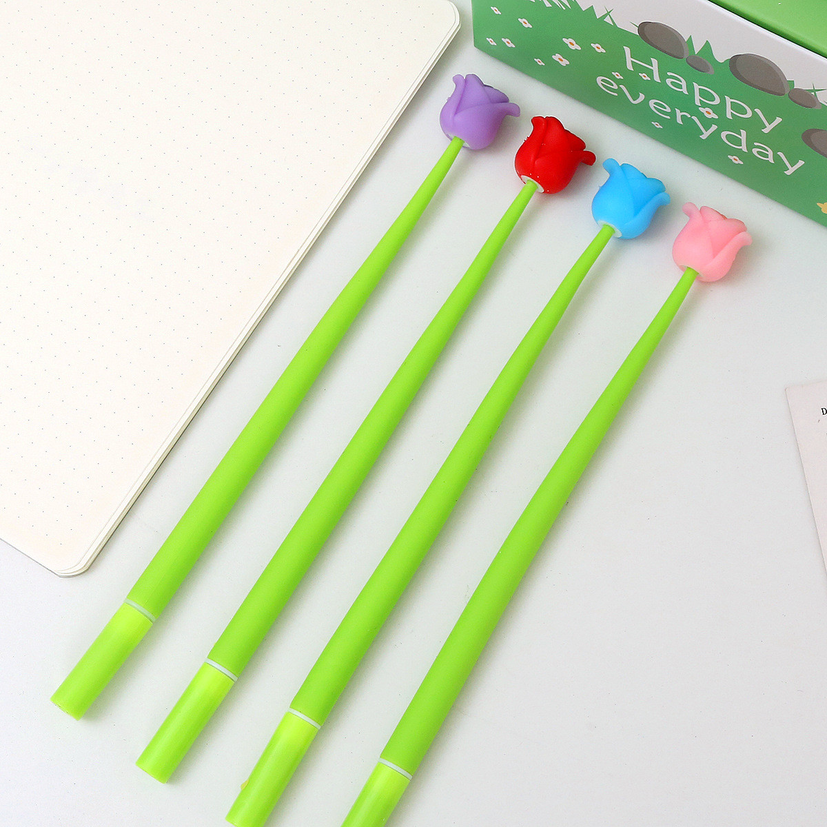 Funny Live Flower Pens, Creative Gel Ink Silicone Flower Pen Bulk, 0.5 Mm Writing Pen For School Office Home, Teacher Student Women, Party Decor