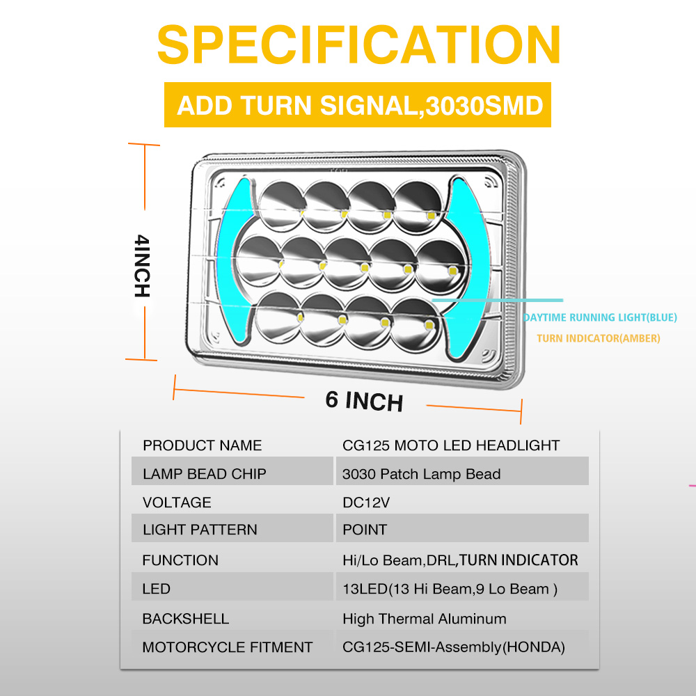 575*350*295 mm YAYE CG125 Built-in Motorcycle LED Headlight Bulb with DRL / Turn Signal