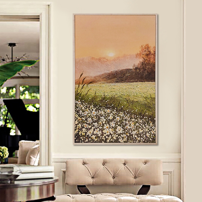 Colorful Thick Texture Country Field Landscape Painting Pure Hand-painted Artwork for Home Hotel Coffee Bars and Office