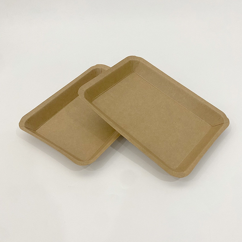 Kraft Food Paper Trays Supermarket Rectangular Vegetable Fruit Packaging