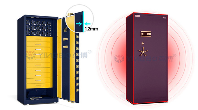OEM Dual Alarm Jewelry Watch Winder Safe Box Solid Steel With 7 Open Ways