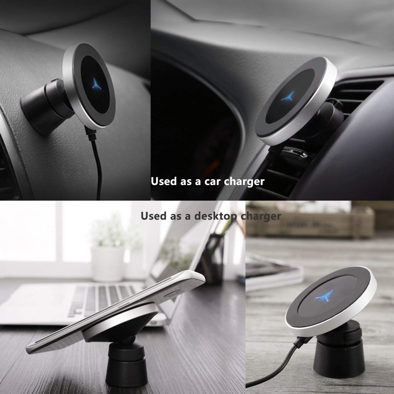 Fast QI 10W Wireless Charging Magnetic Car Mount Holder