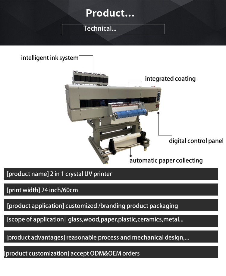 Crystal Label Dtf Printing Made Simple with 24" All in 1 Flatbed UV PET Film Printer