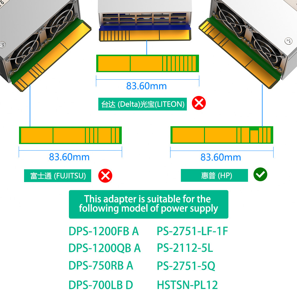 12 x 12V PCI-E 6Pin Female Connector PSU Breakout Board For HP 1200W 1000W 750W Server Power Supply