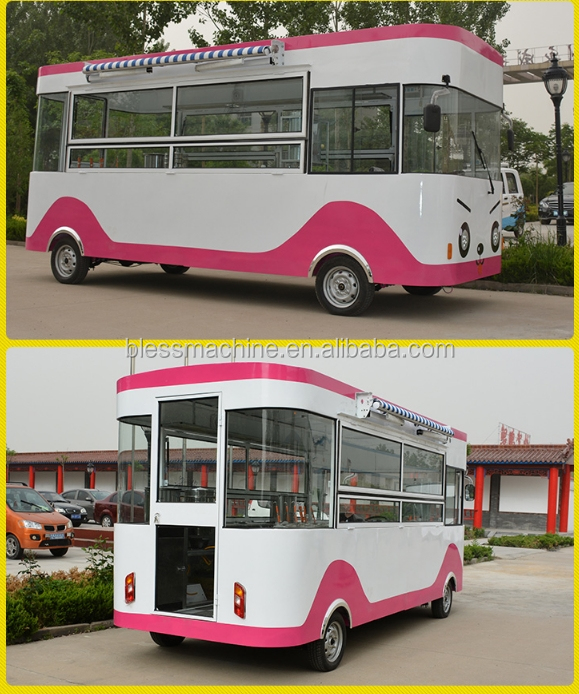 Customized Outdoor Fast Food Hygiene Standards Manufacture Bus Type Food Carts