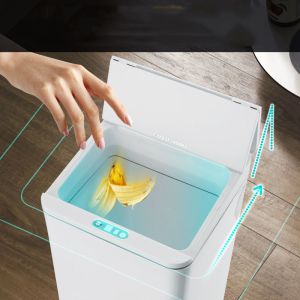 Bathroom Folding Trash Can with Lid Automatic Slim Big Size Smart Trash Bin