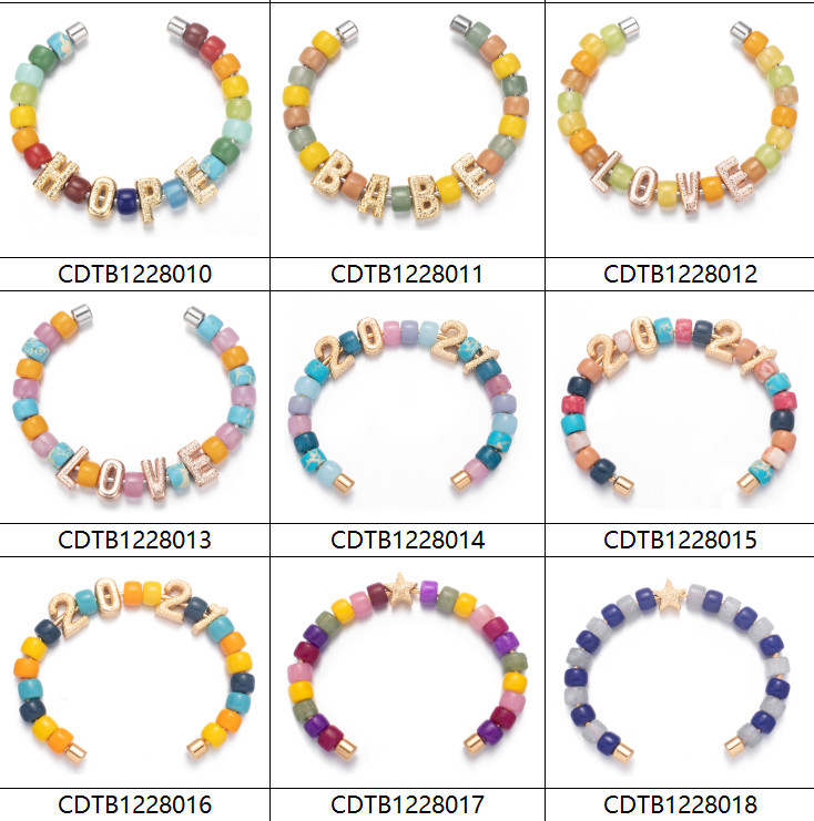 18.5cm Handmade Beaded Bangles , Stainless Steel Forte Beads Bracelet multicolor