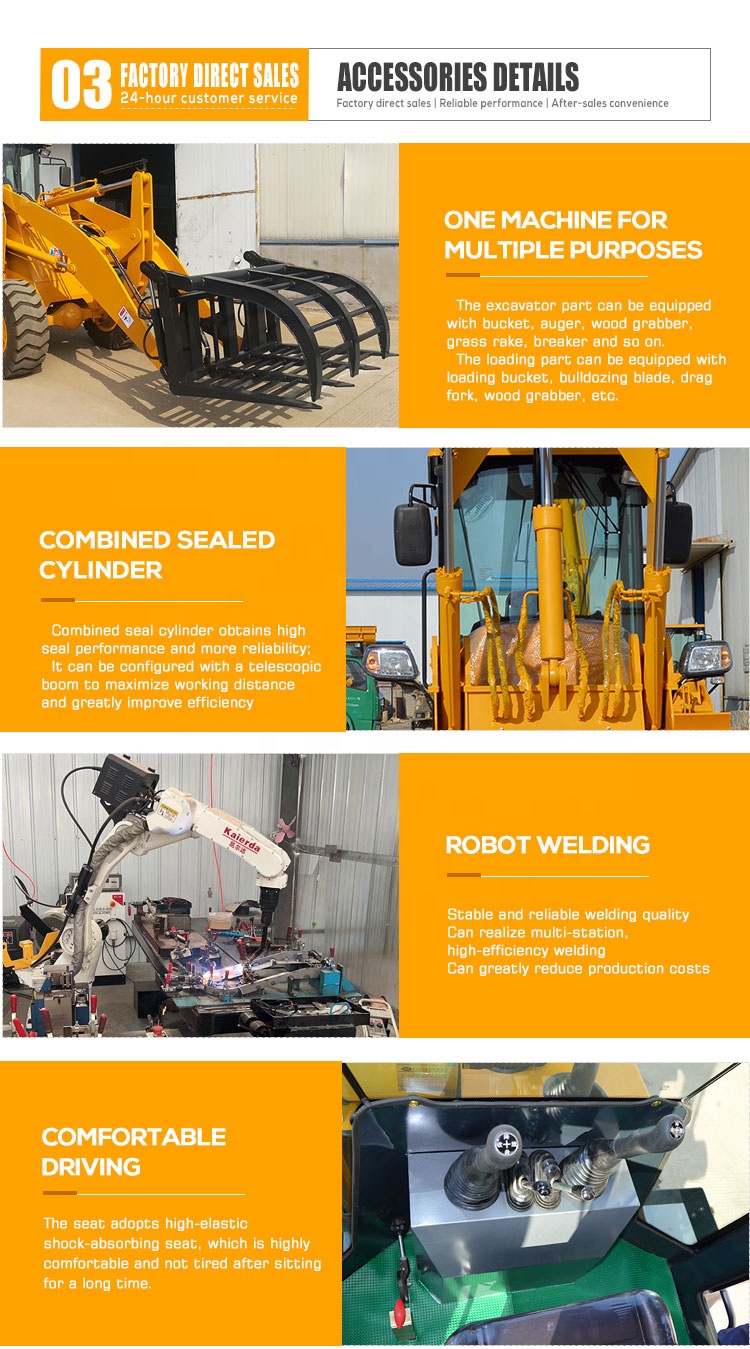 BOXINHUASHENG Hydraulic Pump Loader Backhoe Attachment Front End Loader With Backhoe