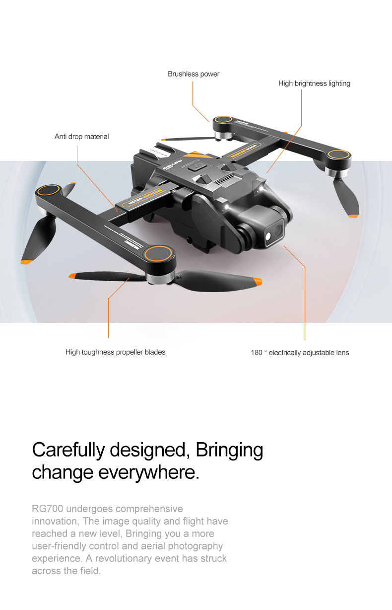 Rg700 Hd 4k Dual Camera Drone with Gps Wifi Transmission and Four Side Obstacle Avoidance Beginner Operator Skill Level