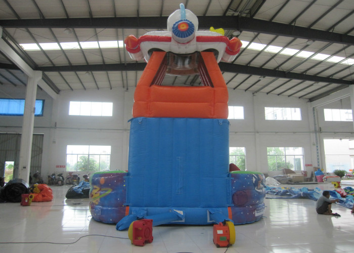 Space Theme Commercial Inflatable Water Slides Digital Printing High Slide Jumping Castle