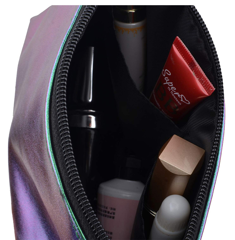 Portable Holographic Women PU Makeup Organizer Bag