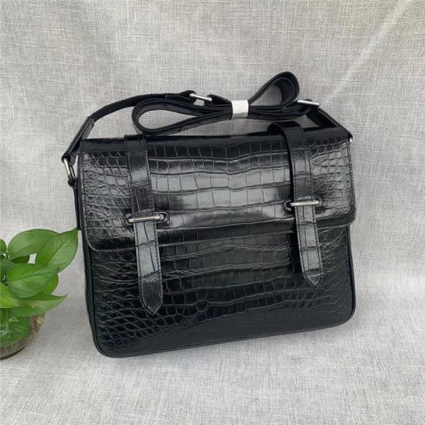 Authentic Crocodile Belly Skin Men's Satchels Purse Messenger Bag Genuine