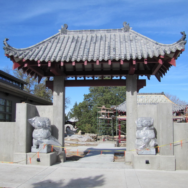 Glossy Chinese Glazed Roof Tiles Gazebo Pagoda Wooden Garden Pavilion