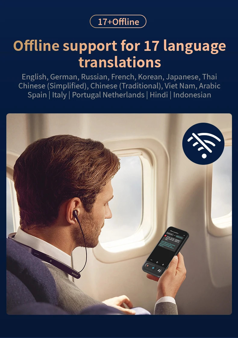 Handheld Offline Audio Translator Device Machine All Language 4inch Big Screen