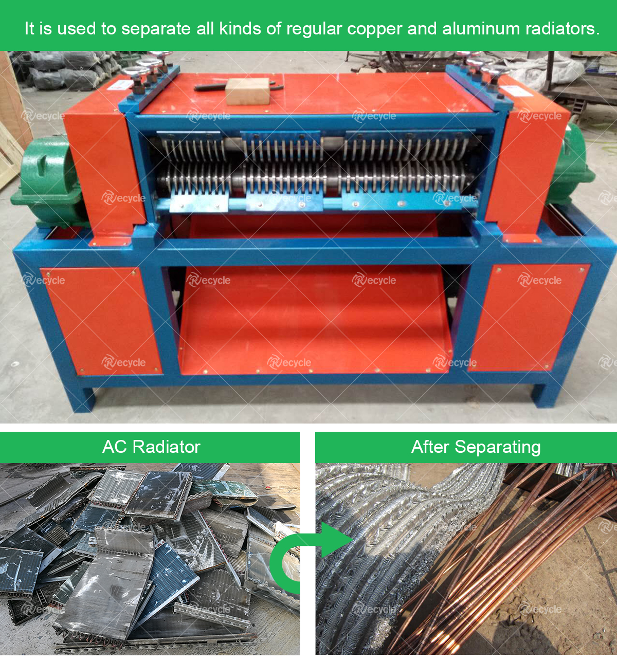 Customized Best Copper Aluminum Radiator Separating Machine for Waste Air Conditioner