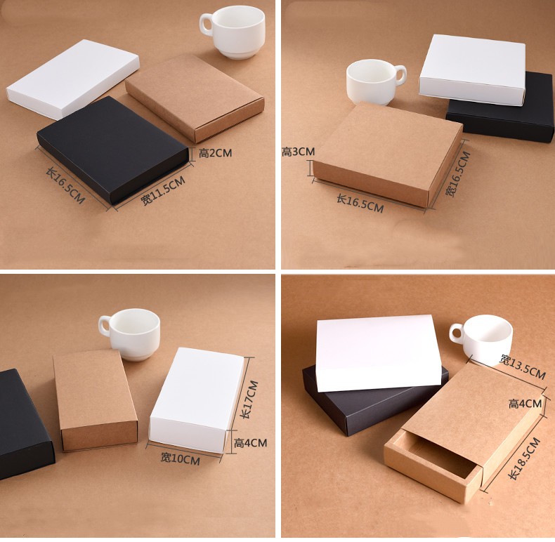 Foldable Sliding Rectangle Kraft Corrugated Boxes Gift Coffee Mug Shipping Boxes With Drawer