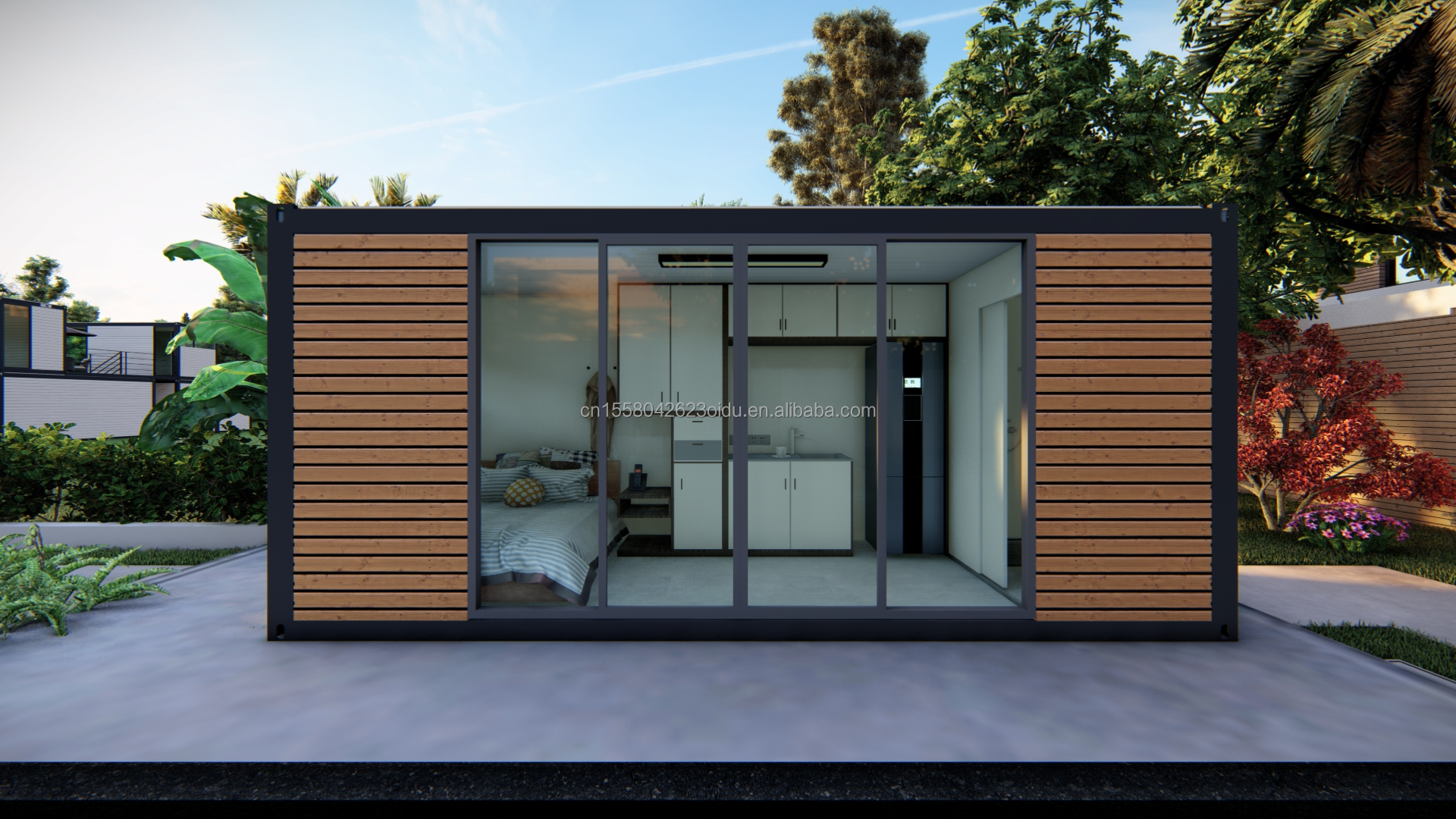 Hotel Container House Flat Packaging for Rapid Family Building Steel Frame Galvanized Bending 180g Luxury Wooden House