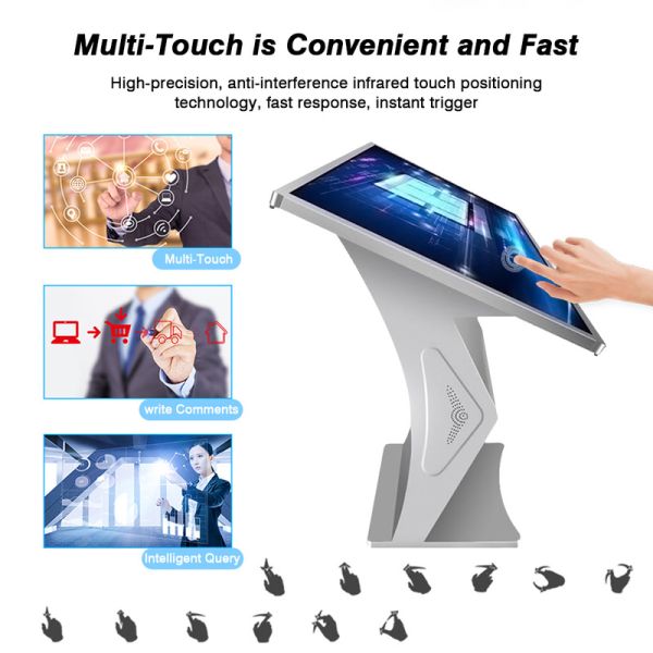 55 Inch Horizontal LCD Touch Screen Digital Signage Floor Stand Visual Interactive