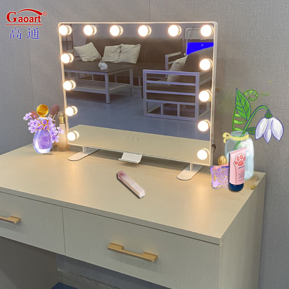 Customized Black Chorome Light Vanity Makeup Lighted Mirror with Hollywood Style