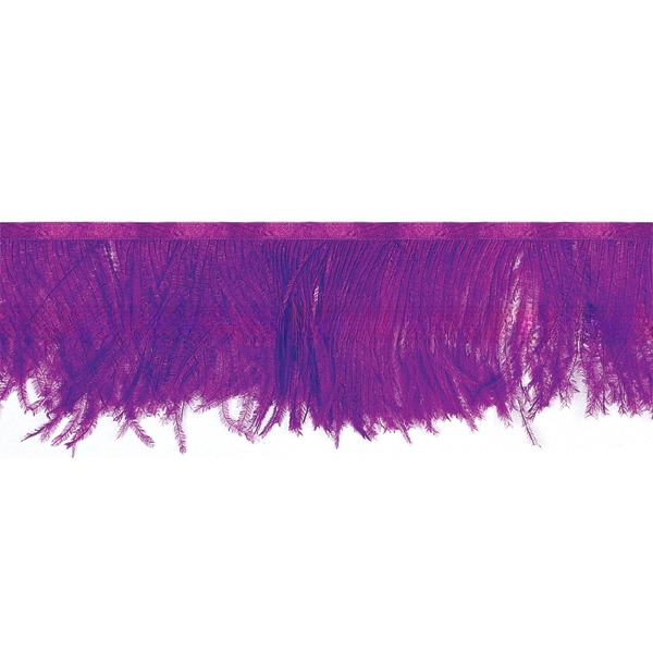 Party Decoration Ostrich Feather Fringe Trim with Satin Ribbon Tape Dyed 13-15 cm