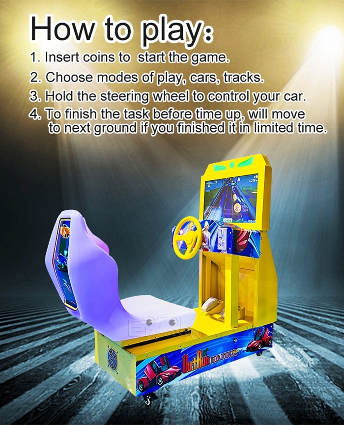 Metal Cabinet Kids Outrun 22" Arcade Racing Simulator Equipment For Sale