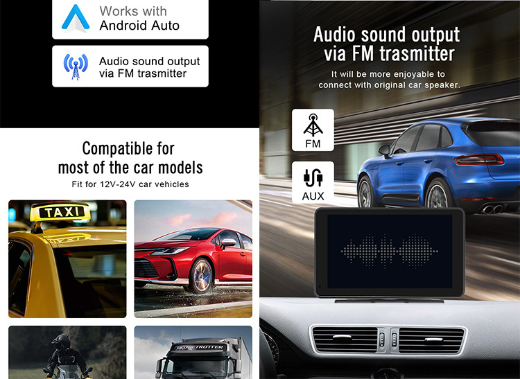 Car Dash Cam DVR 7inch Portable Navigation Linux System Support Wireless Carplay And Android Auto