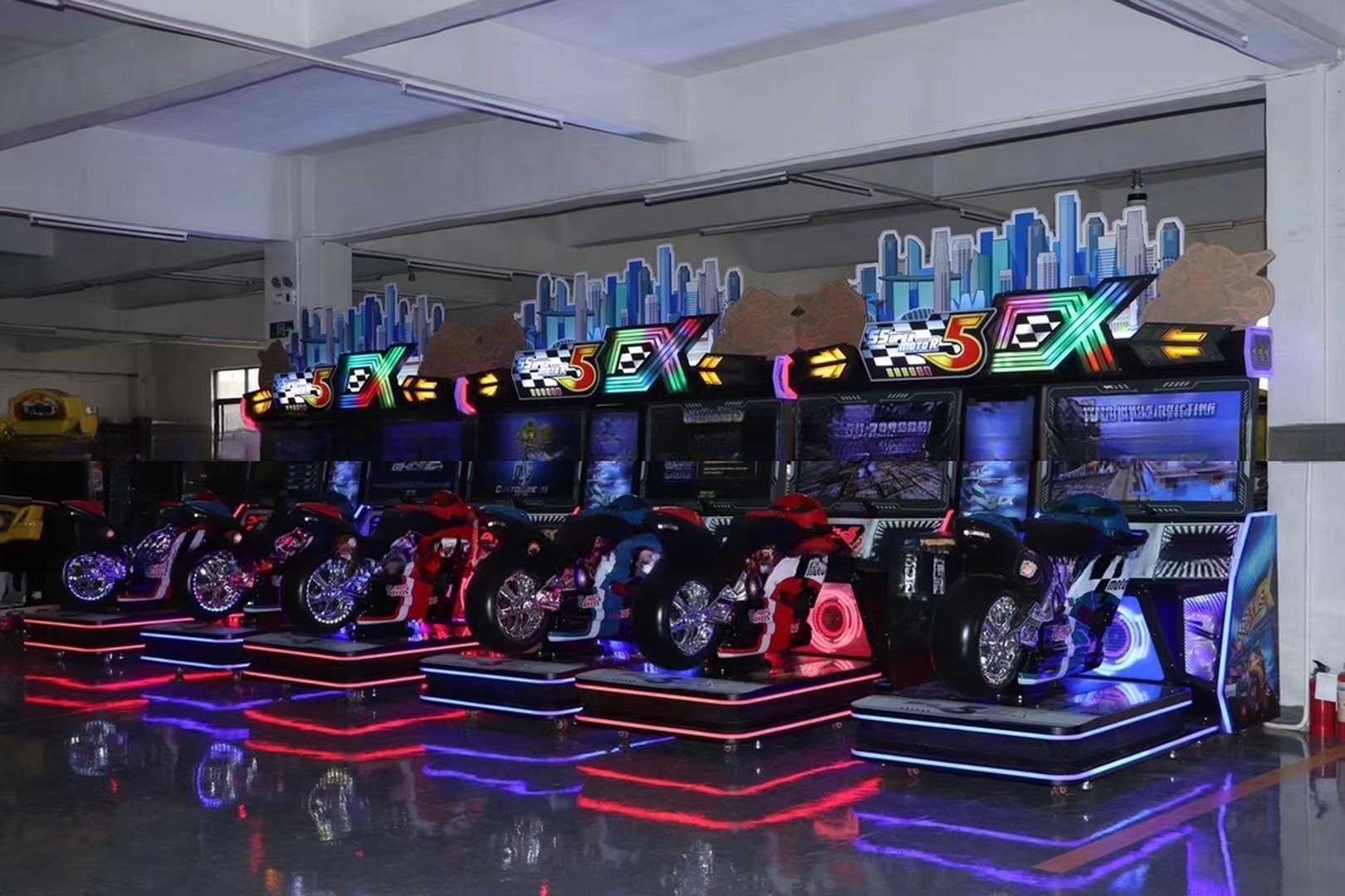 Dreamland double players arcade driving car game machine coin operated motorcycle simulator machine