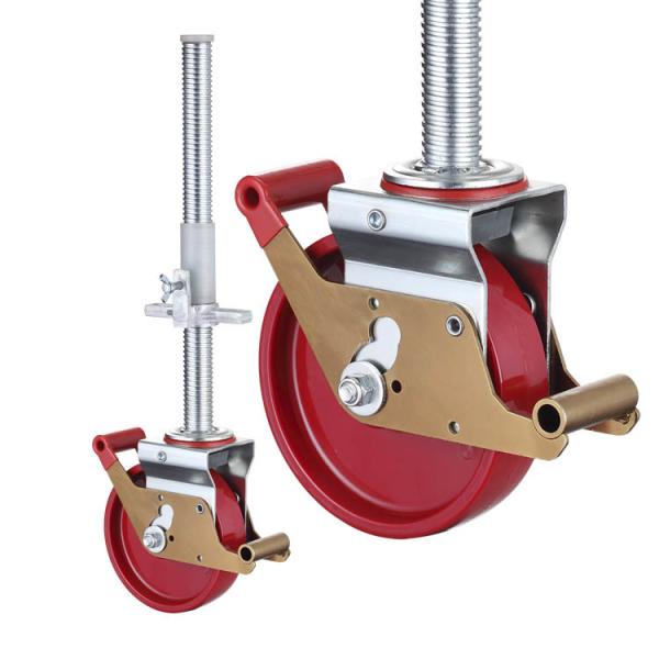 8 Inch Nylon Scaffolding Caster Wheels Solid Long Steel Stem Adjustable Height
