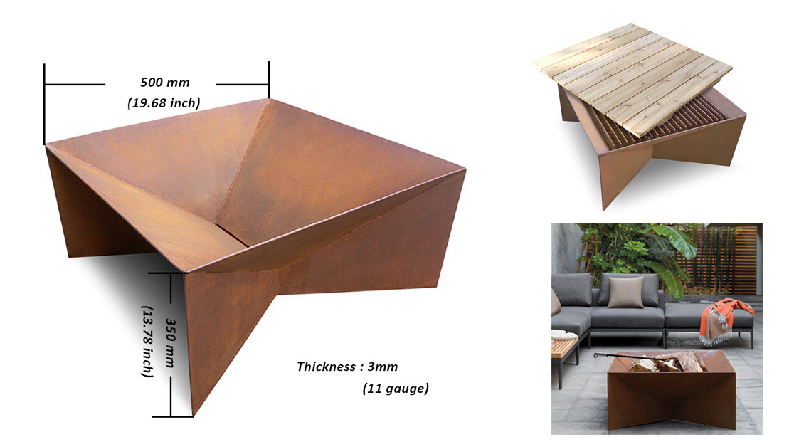 Outdoor Fire Pit Backyard Camping Garden Wood Burning Corten Steel Firepit Camping Material