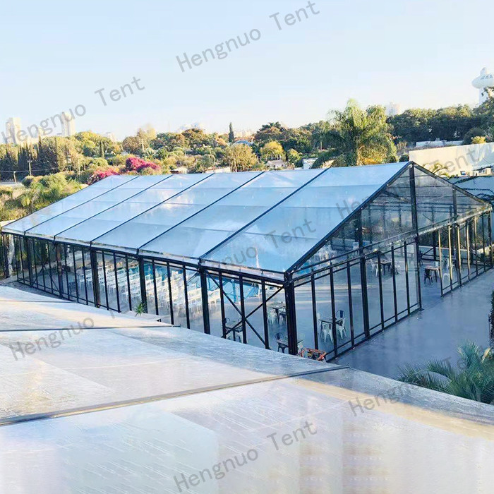 Huge Curved Shape Temporary Glass Marquee Tent PVC 3 To 50m Wide