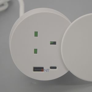 Sliding Overturn Cover Desktop Power Grommet With 1 AC Outlets And 1 USB