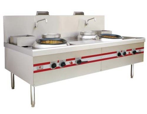 2 Burner Range Commercial Gas Stove For Home Chinese Big Wok Type